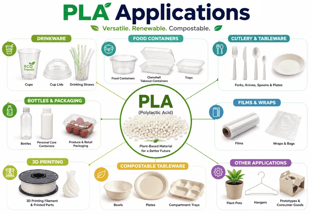 Wide range of PLA product applications from straws to packaging