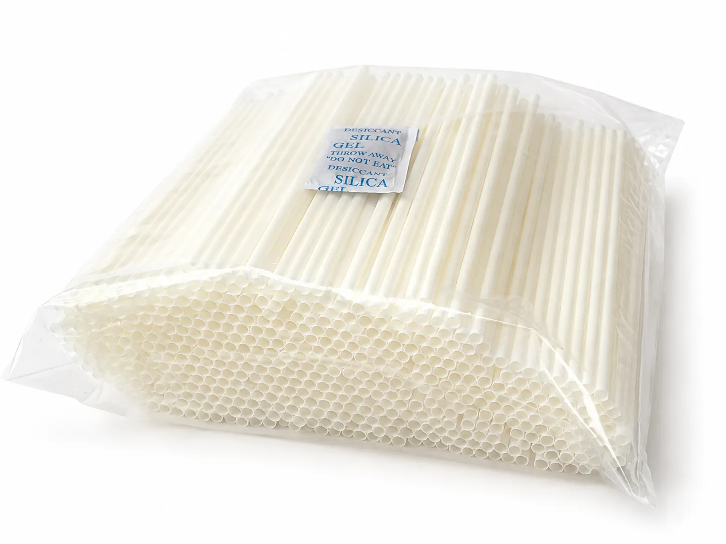 PureStalk 6mm Standard Drinking Straws - Plant-Based PLA - 0.24x8.3" (6x210mm) - Being Stored in a Bag Back with a Pack of Desiccants