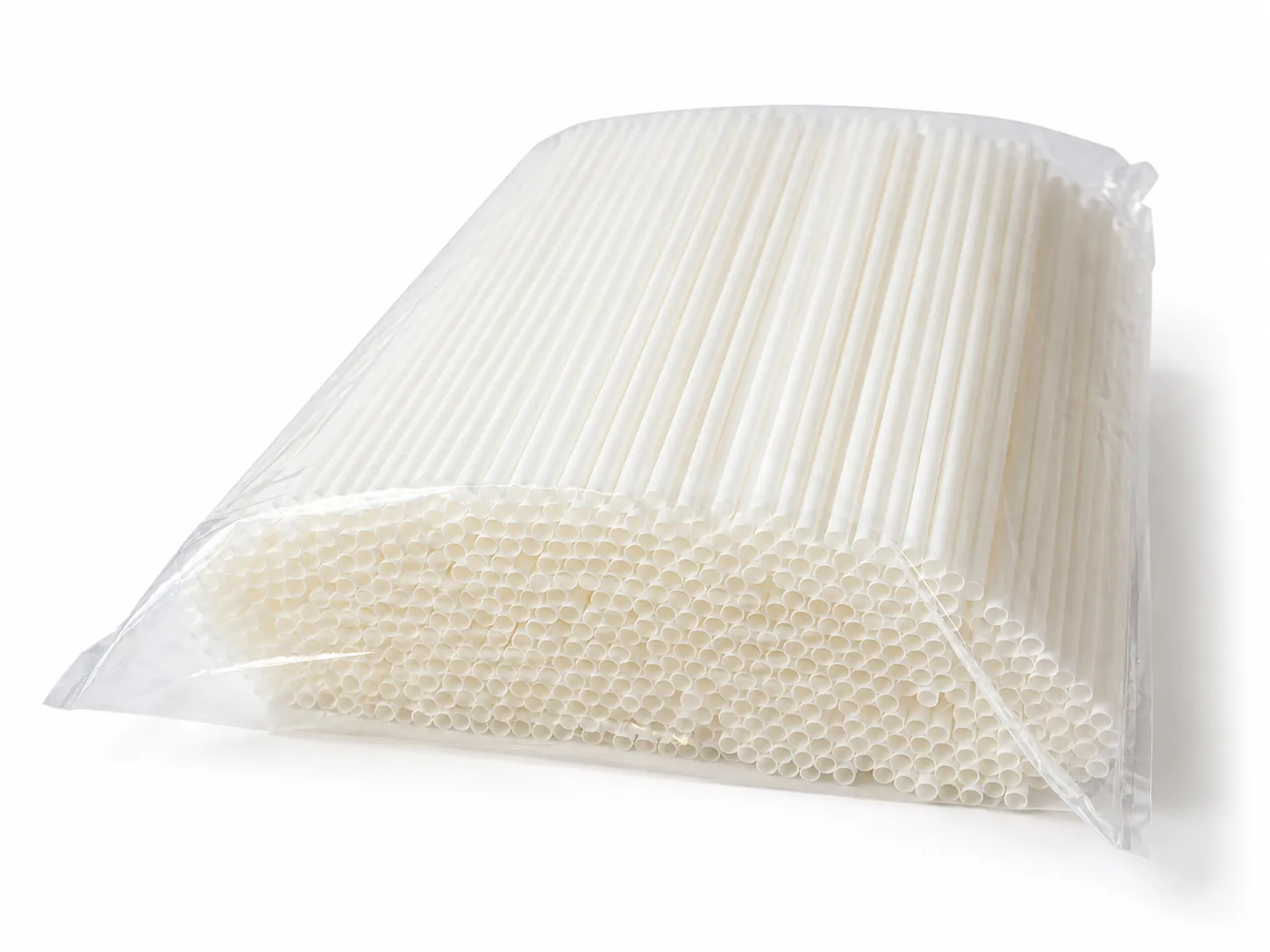 PureStalk 6mm Standard Drinking Straws - Plant-Based PLA - 0.24x8.3" (6x210mm) - Being Stored in a Bag Front