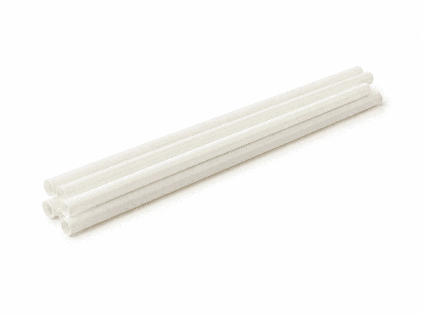 PureStalk 6mm Standard Drinking Straws - Plant-Based PLA - 0.24x8.3" (6x210mm) - Laying on a Table