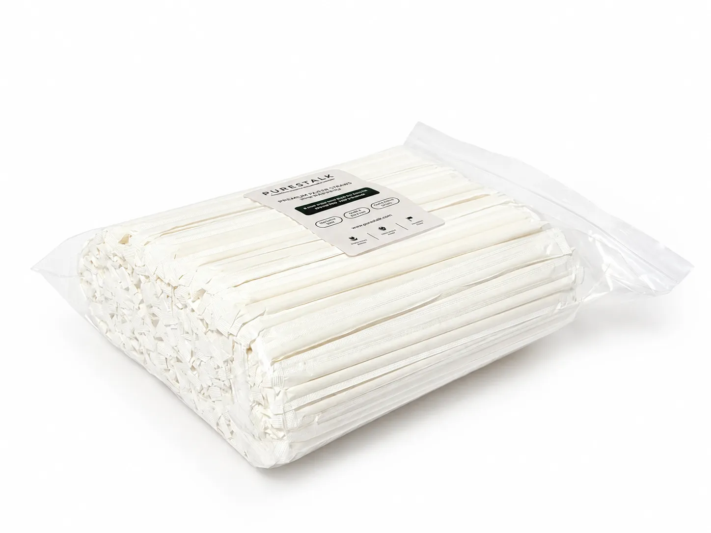 PureStalk 6mm Standard Drinking Straws - Plant-Based PHA - 0.24x8.3" (6x210mm) - Bag