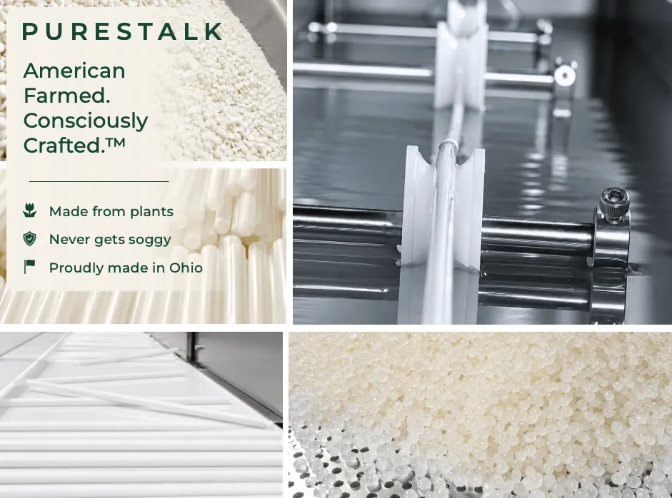 PureStalk 5mm Cocktail & Stirrer Drinking Straws - Plant-Based PLA - 0.20x5.5" (5x140mm) - Collection of Production Photos of the Manufacturing Process