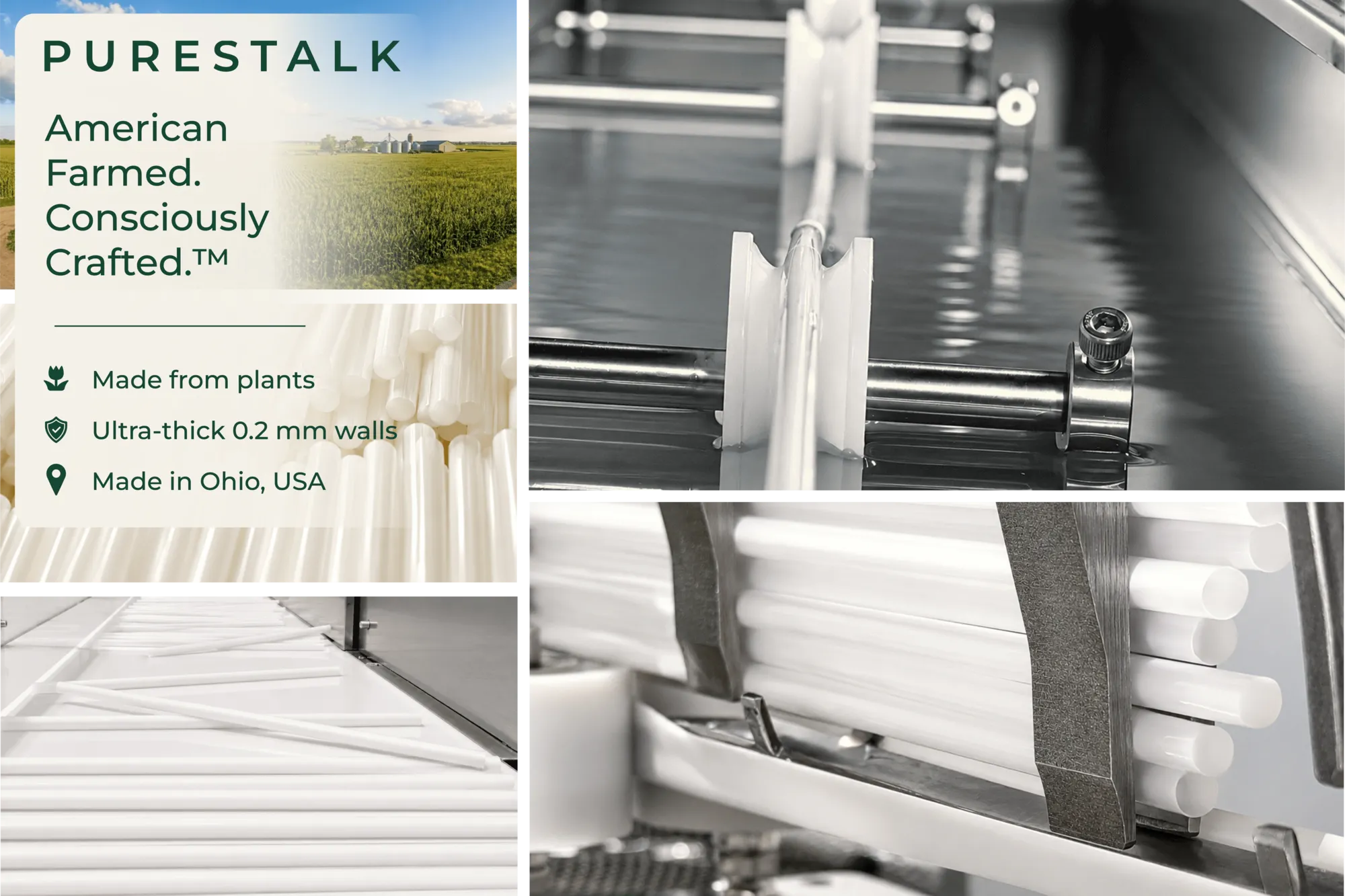 PureStalk 5mm Cocktail Drinking Straws - Plant-Based PLA - 0.20x5.5" (5x140mm) - Production Photos