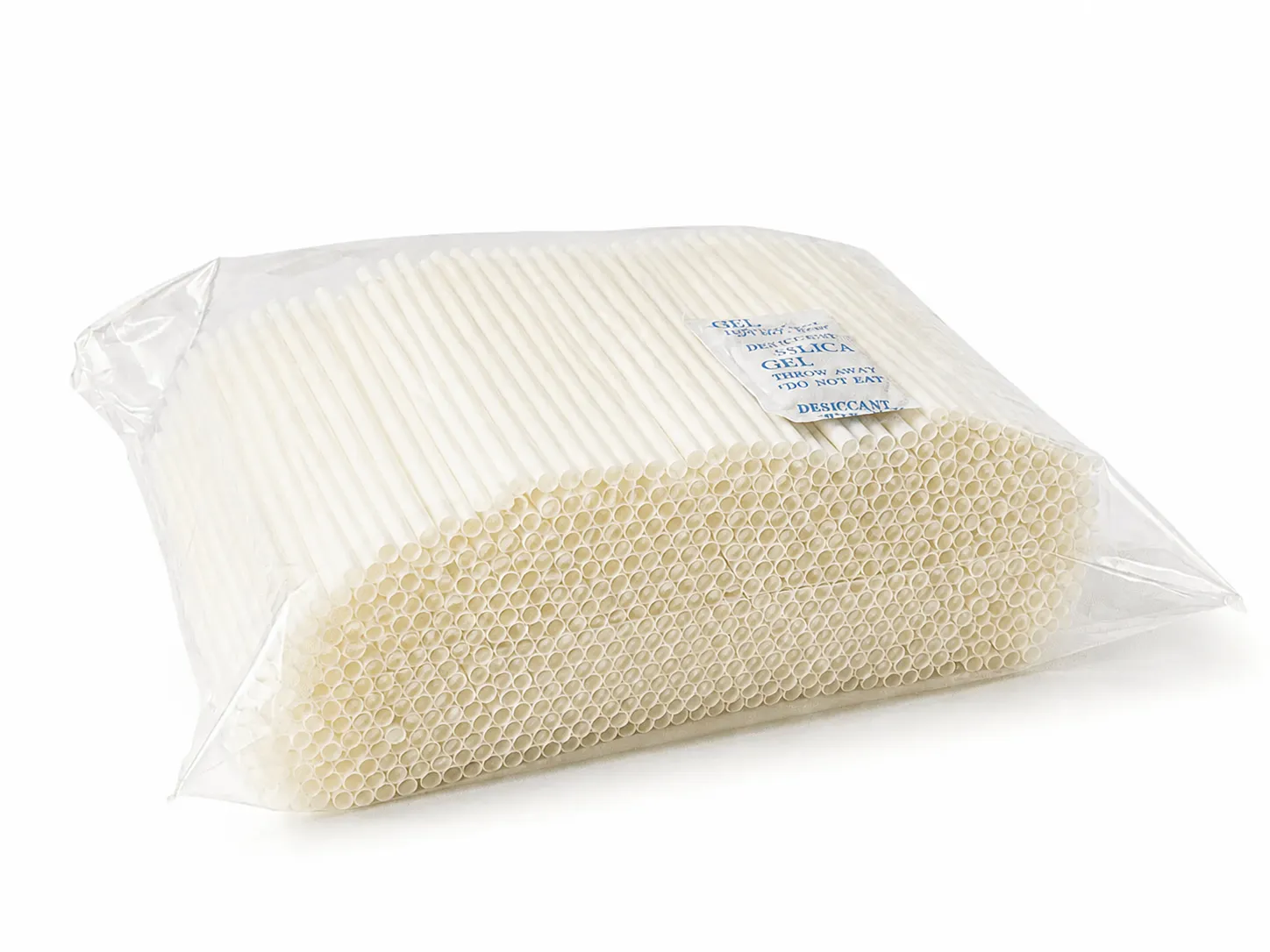 PureStalk 4mm Cocktail & Stirrer Drinking Straws - Plant-Based PLA - 0.16x5.5" (4x140mm) - Unwrapped Being Stored in a Bag Back with a Pack of Desiccants