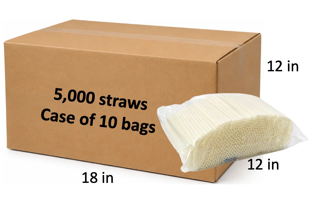 PureStalk 5mm Cocktail & Stirrer Drinking Straws - Plant-Based PLA - 0.20x5.5" (5x140mm) - Unwrapped Being Stored in a Case